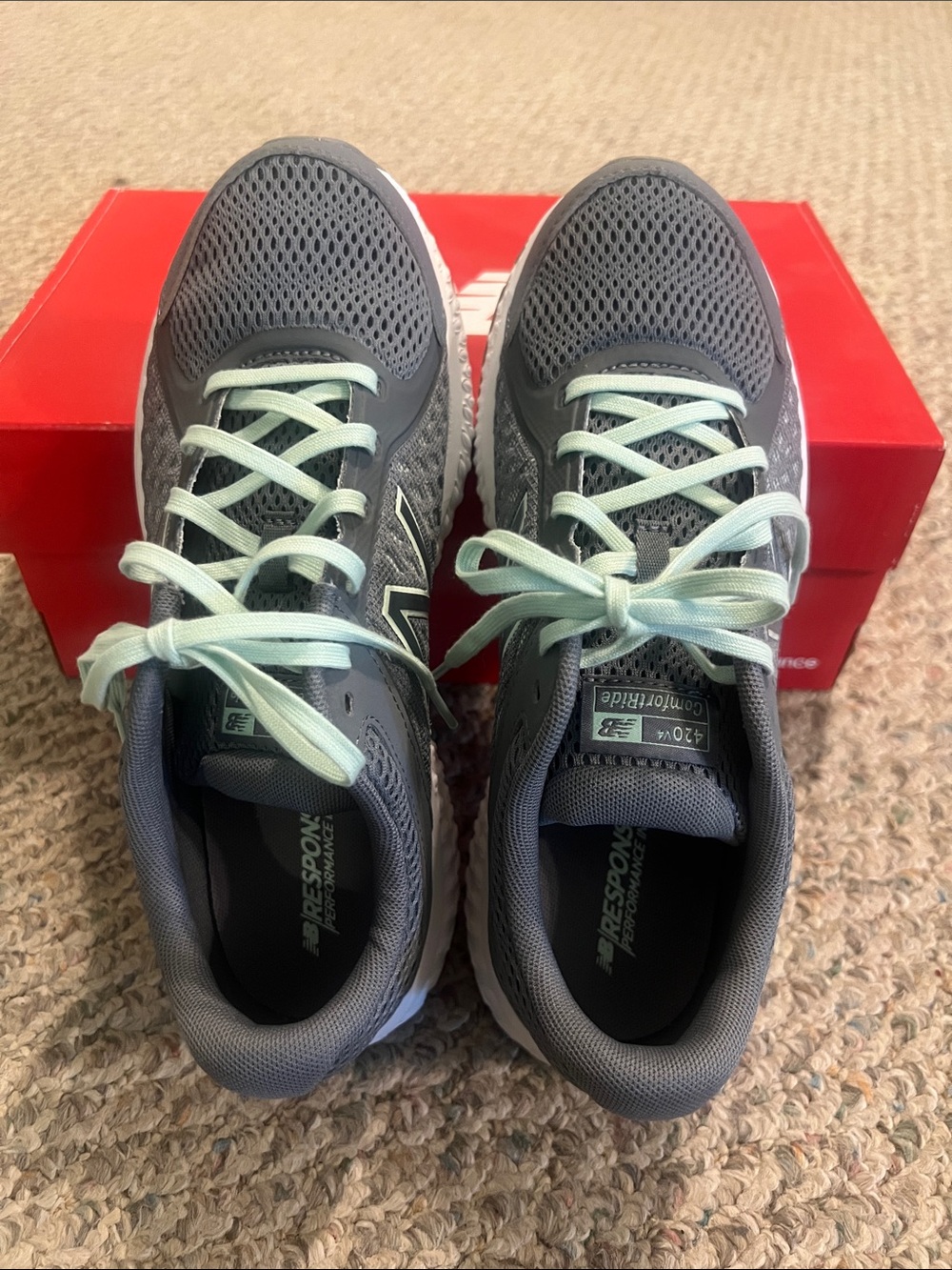 New Balance Women's Gray Sneakers with Mint Laces